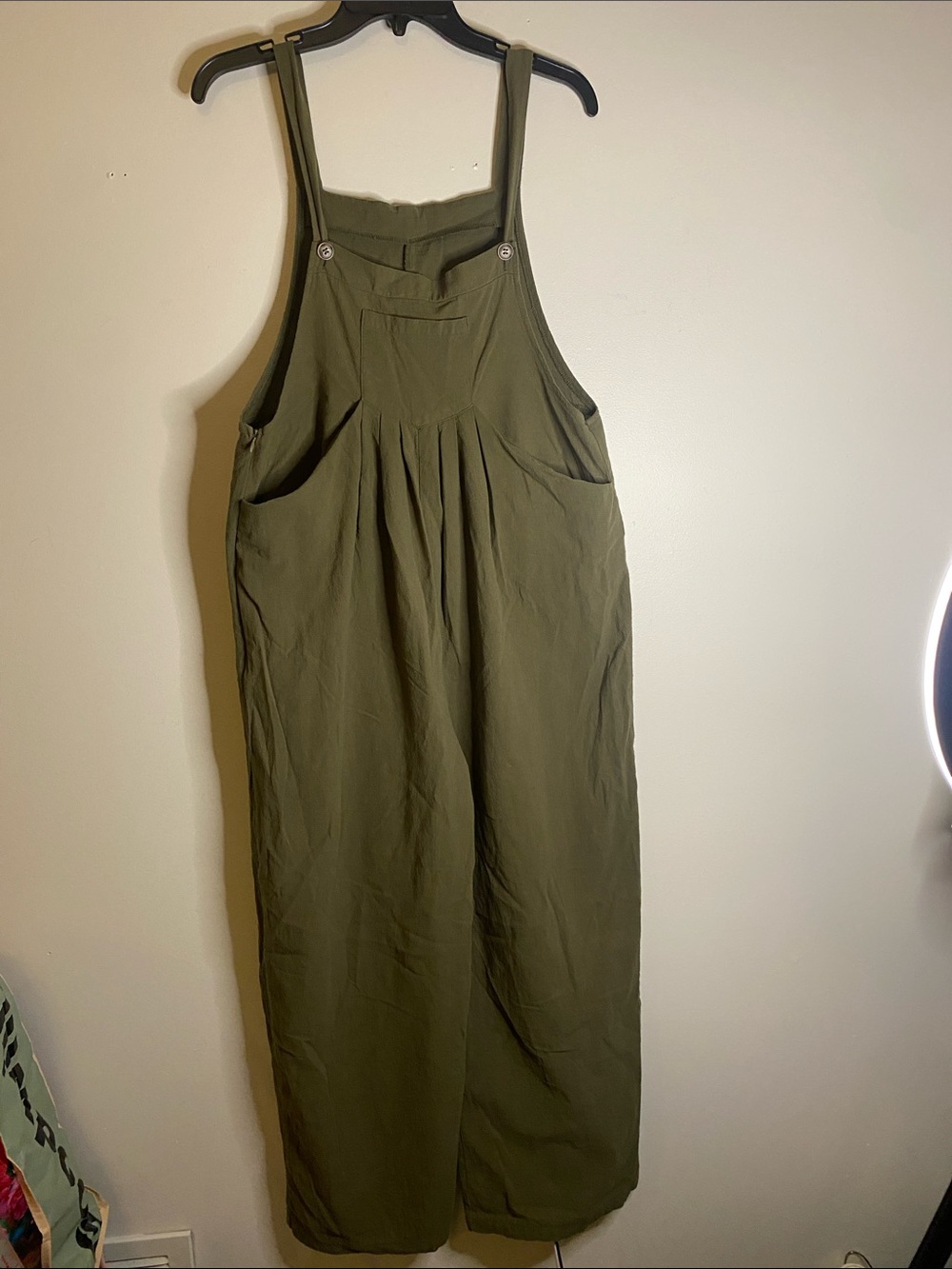 Olive Green Wide-Leg Jumpsuit with Adjustable Straps